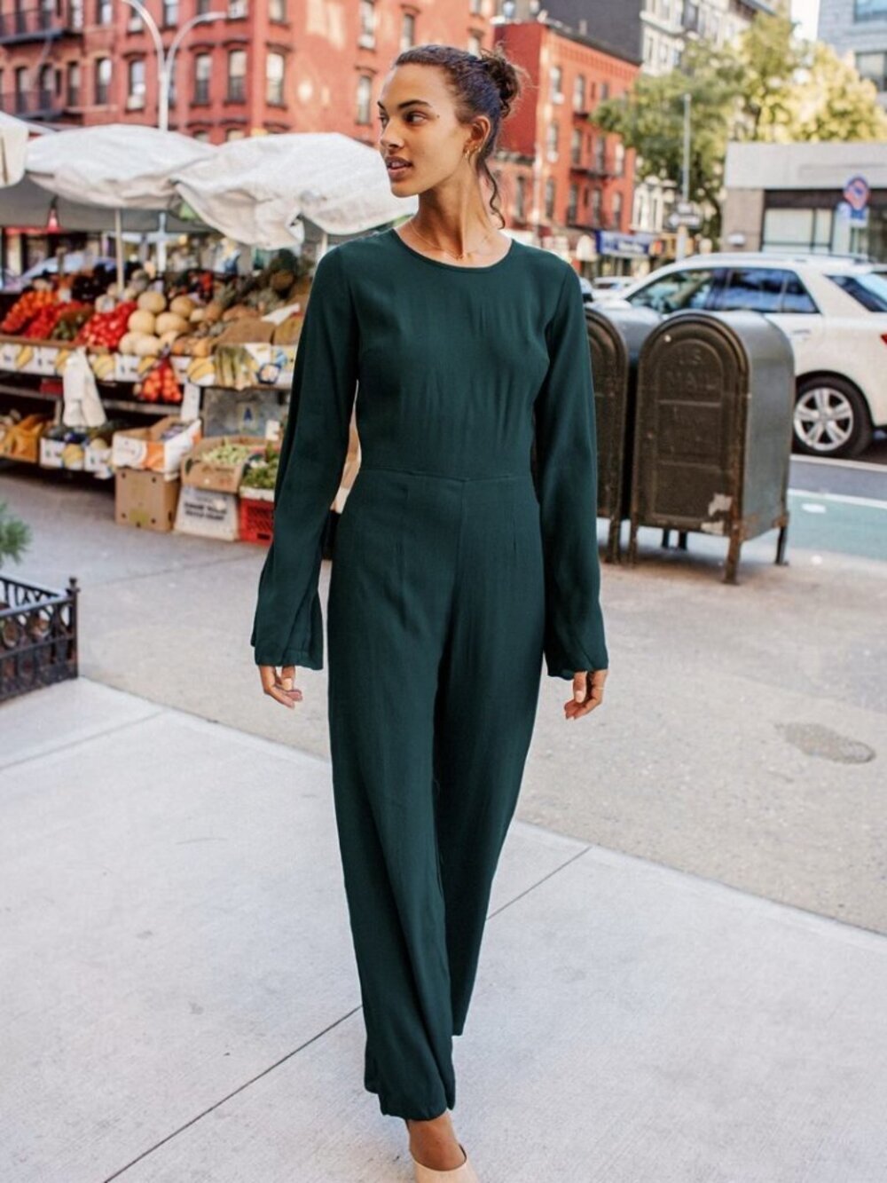 NWT Lulus Moments That Last Hunter Green Long Sleeve Cutout Jumpsuit (size S) - Picture 4 of 12